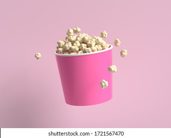 abstract cartoon style popcorn bucket 3d rendering