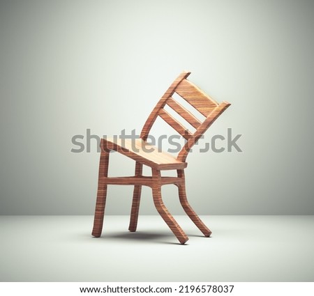 Abstract chair posing on background. Impossible concept. This is 3d render illustration