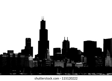  Abstract Chicago Silhouette Skyline