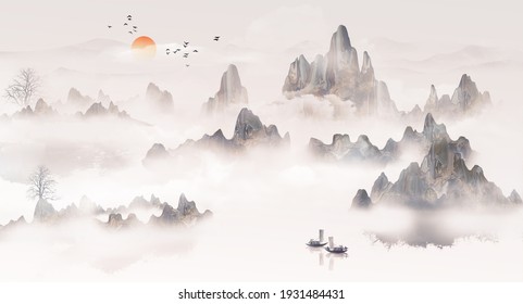 10,465 Chinese ink landscape painting Images, Stock Photos & Vectors ...