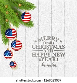  Abstract Christmas Background With Patriotic Elements And Lettering Merry Cristmas And Happy New Year