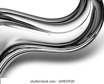 Abstract Chrome Wave On White Background