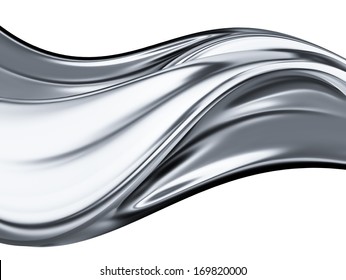 Abstract Chrome Wave On White Background