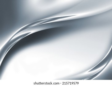 Abstract Chrome Wave On White Background