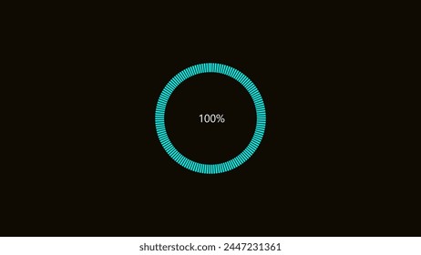 Abstract circle loading icon white color illustration. White color dotted loading circle ring illustration. Black background 0-100% - 4k illustration.