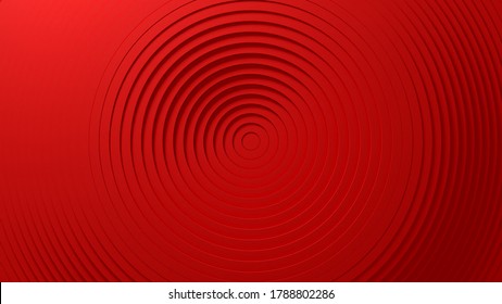 Abstract circles pattern with offset effect and smooth red color. Animation of red blank rings. Abstract background for business presentation. Seamless loop 4k 3D render