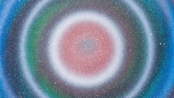 Abstract Circular Blue Violet Green Red White Galaxy Acrylic Bullseye Painting