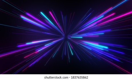 Abstract Circular Geometric Background. Starburst Dynamic Glow Lines Or Rays. 3d Illustration