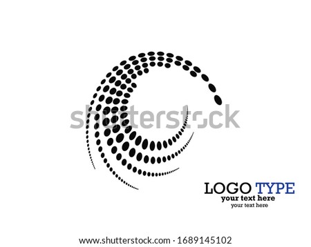 Abstract circular halftone dots form. Logo design. Illustration background.