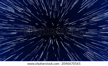 Abstract circular light speed background. Dynamic blue lines. Futuristic explosion of light. Colored rays in motion. Transfer of big data cyberspace. 3D rendering.