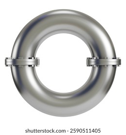 Abstract circular pipe with industrial elements isolated on white background. 3d rendering