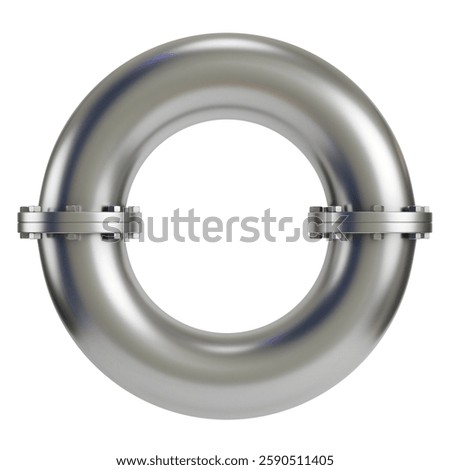 Abstract circular pipe with industrial elements isolated on white background. 3d rendering