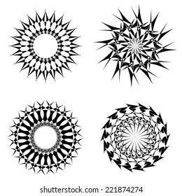 Abstract circular tattoos set. Raster version