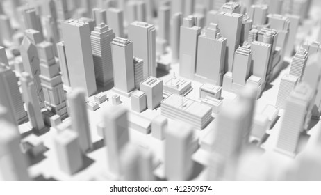 Abstract City 3d Rendering Background With Depth Of Field Macro Effect