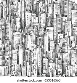 Abstract City Background. Hand Drawn Illustration