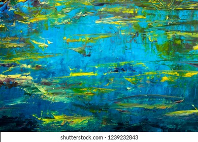 Abstract Claude Monet Pond Oil Painting Impressionism River Water Modern Painting