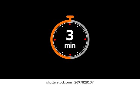 Abstract clock icon illustration. Clock icon Digital and analog clock 3 minutes isolated on black background. and creating a stunning illustration.4k illustration