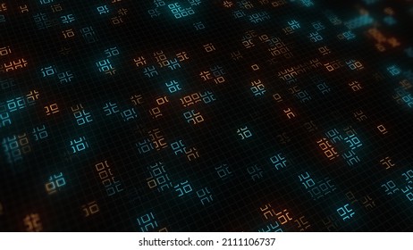 Abstract Close up Small Square lined up a lot is a Digital Circuit Background. Digital interface connection and global communication technology futuristic background