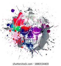 Colorful Art Decor Painting Human Skull Stock Illustration 686311408 ...