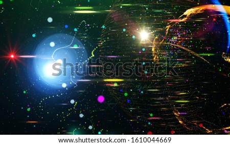 Abstract colored space background - science fiction wallpaper. Fantastic galaxy in the universe. Explosion of stars in space. Planets in distant solar system in space. Illustration from NASA