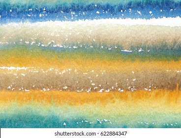 Abstract Colored Stripes Watercolor On Textured Paper Background