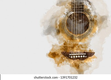 guitar watercolor painting