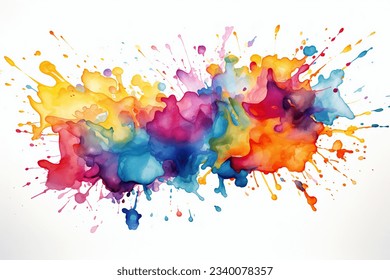 abstract, colorful, background, art, illustration, paint, splash, color, ink, texture, design, brush, spot, grunge, yellow, messy, stain, vector, splatter, element, bright, celebrate, drop - Shutterstock ID 2340078357