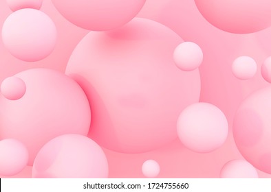 Abstract colorful balls. Pink Candies fly in zero gravity. Chaotic scatter confetti spheres. Festive party wallpaper. 3d render rouge creative background. Makeup powder cosmetics for face in ball form - Powered by Shutterstock