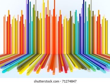 Abstract Colorful Bar Chart Illustration On White Background