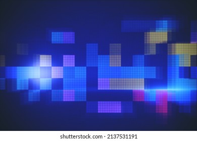 Abstract colorful blurry pixel blocks background  Bg   technology  digital world concept  3D Rendering