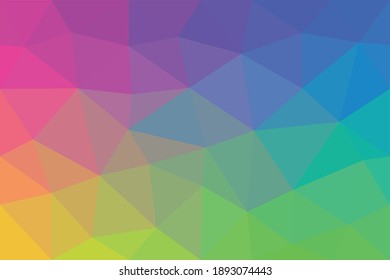 Abstract Colorful Gradient Rainbow Polygon Pattern Triangle Geometric Background.