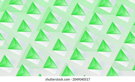 Abstract Colorful Green Triangular Symbol Of A New Application. Motion. Demonstration Of A Smartphone Digital Features.