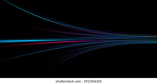  Abstract Colorful Light Trails In The Dark, Motion Blur Effect 