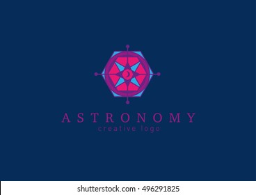 Abstract, Colorful Line Logo On Astronomy