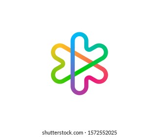 Abstract Colorful Linear Logo Icon Design Abstract Modern Minimal Gradient Style Illustration. Hearts Arrows Plus Play Star Emblem Sign Symbol Mark Logotype