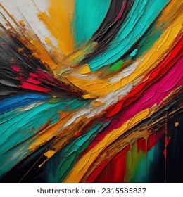 Abstract colorful oil painting on canvas