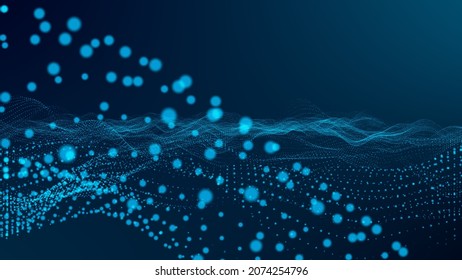 Abstract Colorful Particle Wave Background Animation. Abstract Digital Particle Wave And Light Abstract Background ,animation Cyber Or Technology Background.