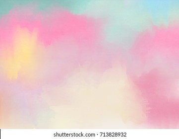 Abstract Colorful Pastel Watercolor With Copy Space For Place Your Design Or Invitation Card, Web Background, Cell Phone Case. Digital Art Painting.