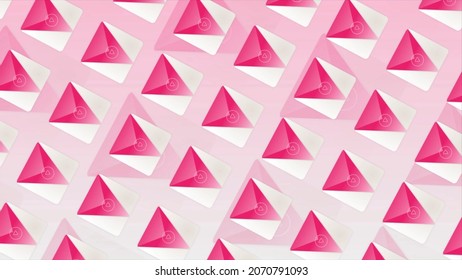 Abstract Colorful Pink Triangular Symbol Of A New Application. Motion. Demonstration Of A Smartphone Digital Features.