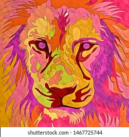 Colorful Lion Illustration Creative Design Modern Stock Vector (Royalty ...