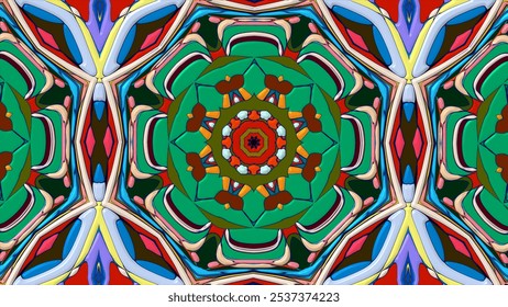 Abstract colorful psychedelic mandala kaleidoscope background pattern for a summer music festival - Powered by Shutterstock