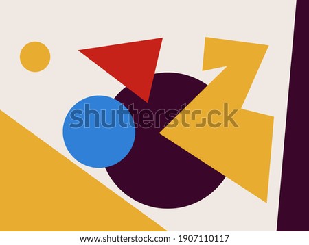 Abstract colorful shape collage. Mid-century art Trendy and minimalist modern art. For art product, print and poster. Creative Painting with blue, red and yellow. Mondrian and Bauhaus inspiring.