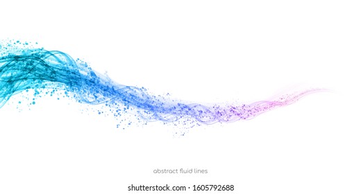 Abstract colorful wave curve background by transparent lines and dots particles light flowing isolated on white in concept modern, technology, music.