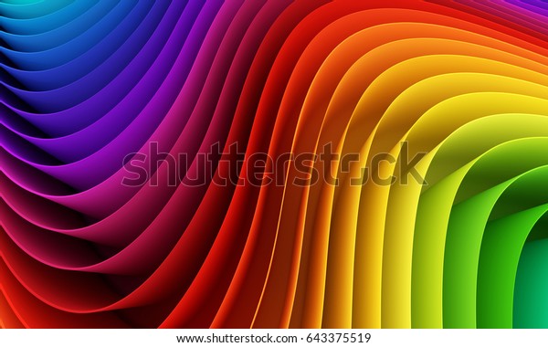 3d abstract colorful waves mural design