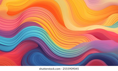 Abstract Colorful Waves Flowing