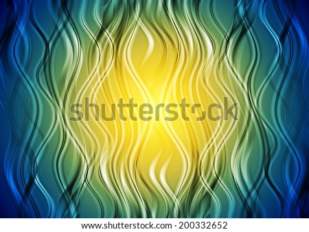 Abstract colourful design. Elegant waves on the yellow and blue background