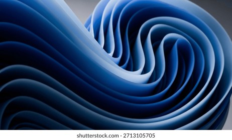 An abstract composition of deep blue waves, shaped into elegant folds. The motion feels fluid, almost alive, with light and shadow adding depth.