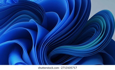 An abstract composition of deep blue waves, shaped into elegant folds. The motion feels fluid, almost alive, with light and shadow adding depth.