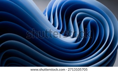 An abstract composition of deep blue waves, shaped into elegant folds. The motion feels fluid, almost alive, with light and shadow adding depth.