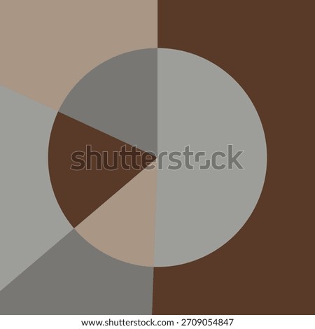 Abstract composition featuring a large, off-center circular shape overlaid on a divided geometric background, rendered in a modern, sophisticated color palette of brown, gray, and taupe.